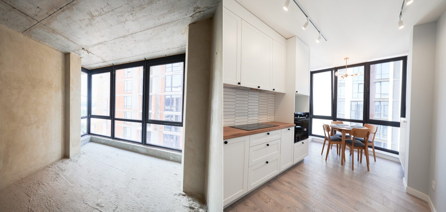 O nas, Comparison of apartment before and after renovation.